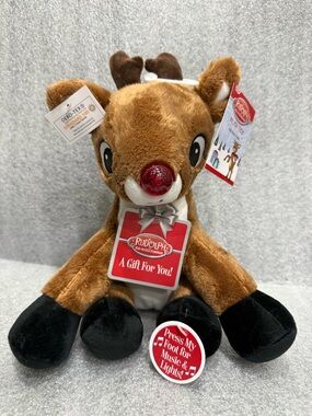 Rudolph The Red-Nosed Reindeer Musical Plush Stuffed Animal W/ Lights Brand New